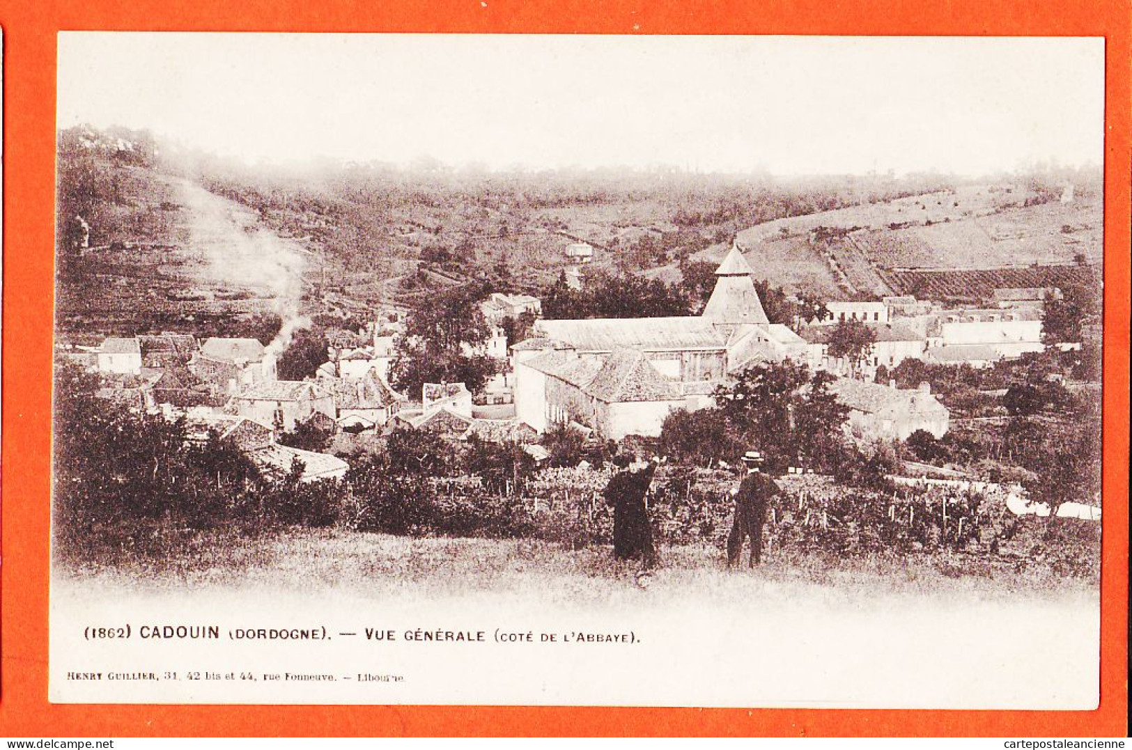 01273 / ( Etat Parfait ) CADOUIN 24-Dordogne Vue Générale Coté De L'ABBAYE 1900s Henry GUILLIER Libourne - Autres & Non Classés