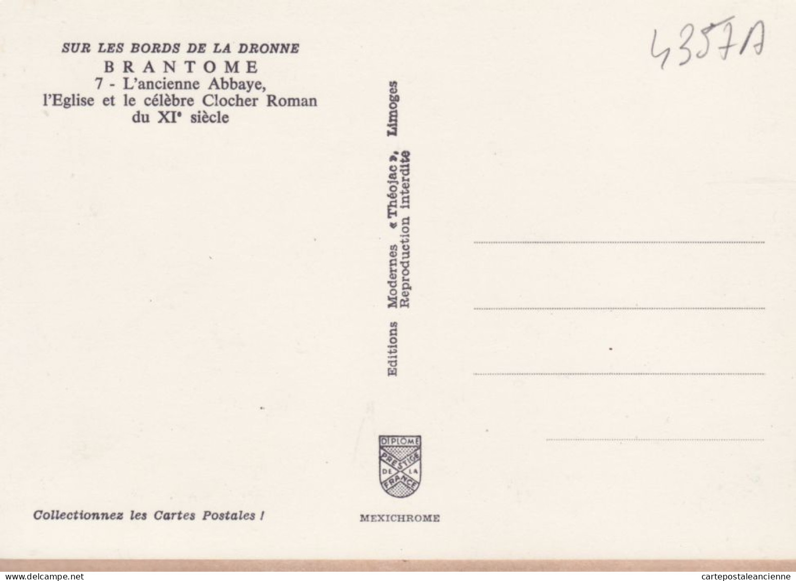 01193 / BRANTOME Ancienne Abbaye Eglise Clocher ROMAN XIe Pont Sur DRONNE 1980s - THEOJAC N° 7/ 24-DORDOGNE - Brantome