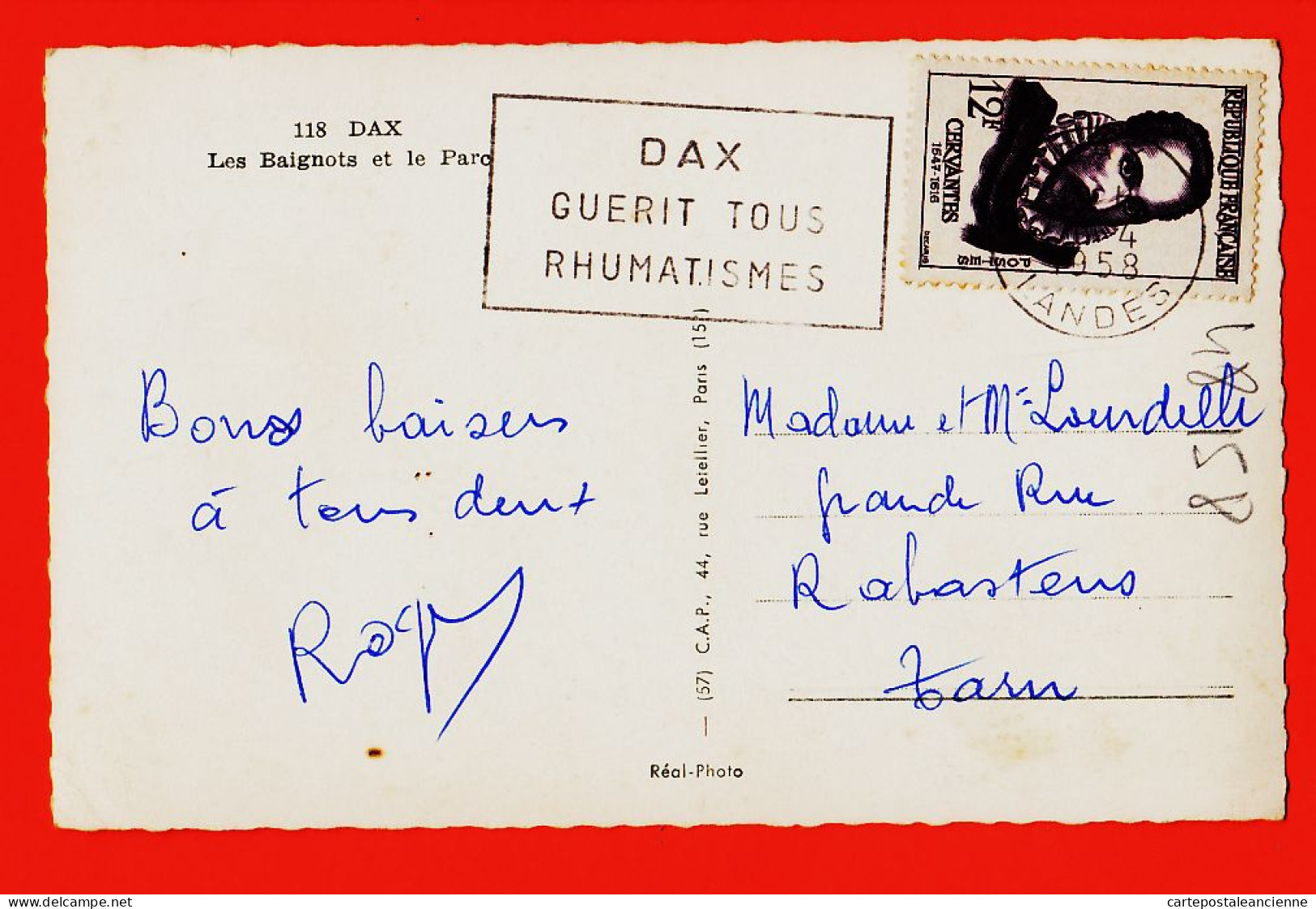 01377 / ⭐ DAX 40-Landes Piscine Les BAIGNOTS Et Le Parc 1950s à LOURDELLE Grande Rue Rabastens / Photo-bromure CAP 118 - Dax