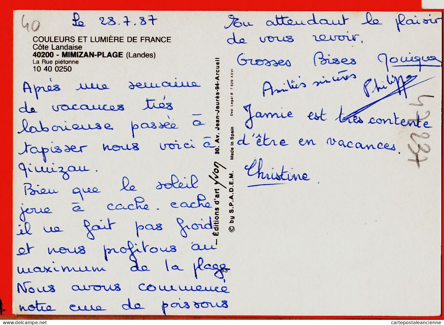 01341 / MIMIZAN-PLAGE 40-Landes Epicerie Boutique Landaise Presse-Journaux La Rue Piétonne 1980s YVON  - Mimizan Plage