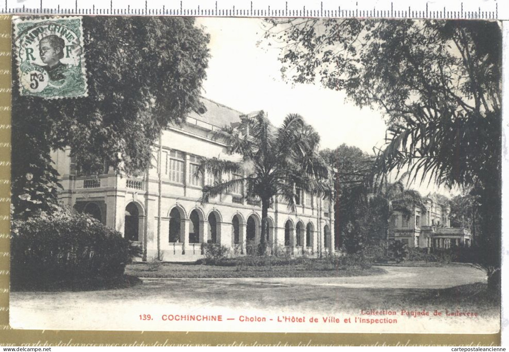 01016 ● CHOLON Cochinchine Hotel De Ville Inspection 1910 à Capitaine FOLLIET 26 Concession Hanoï Tonkin POUJADE LADEVEZ - Viêt-Nam