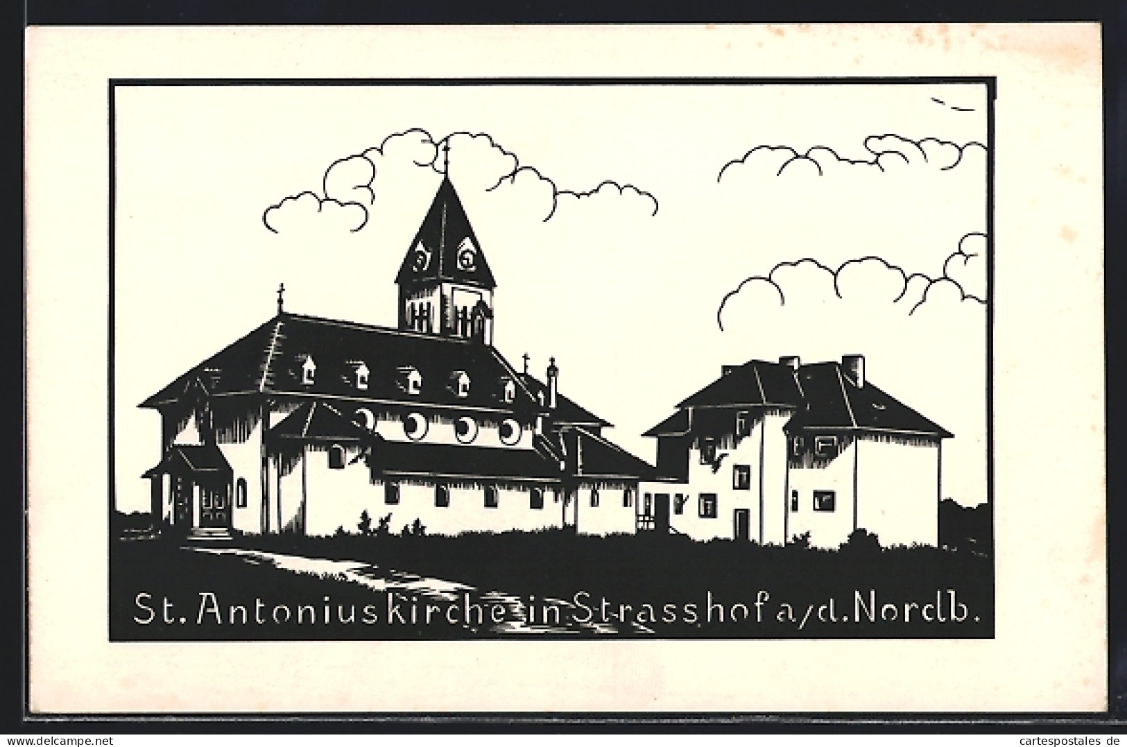 Künstler-AK Strasshof An Der Nordbahn, St. Antonius Kirche  - Autres & Non Classés