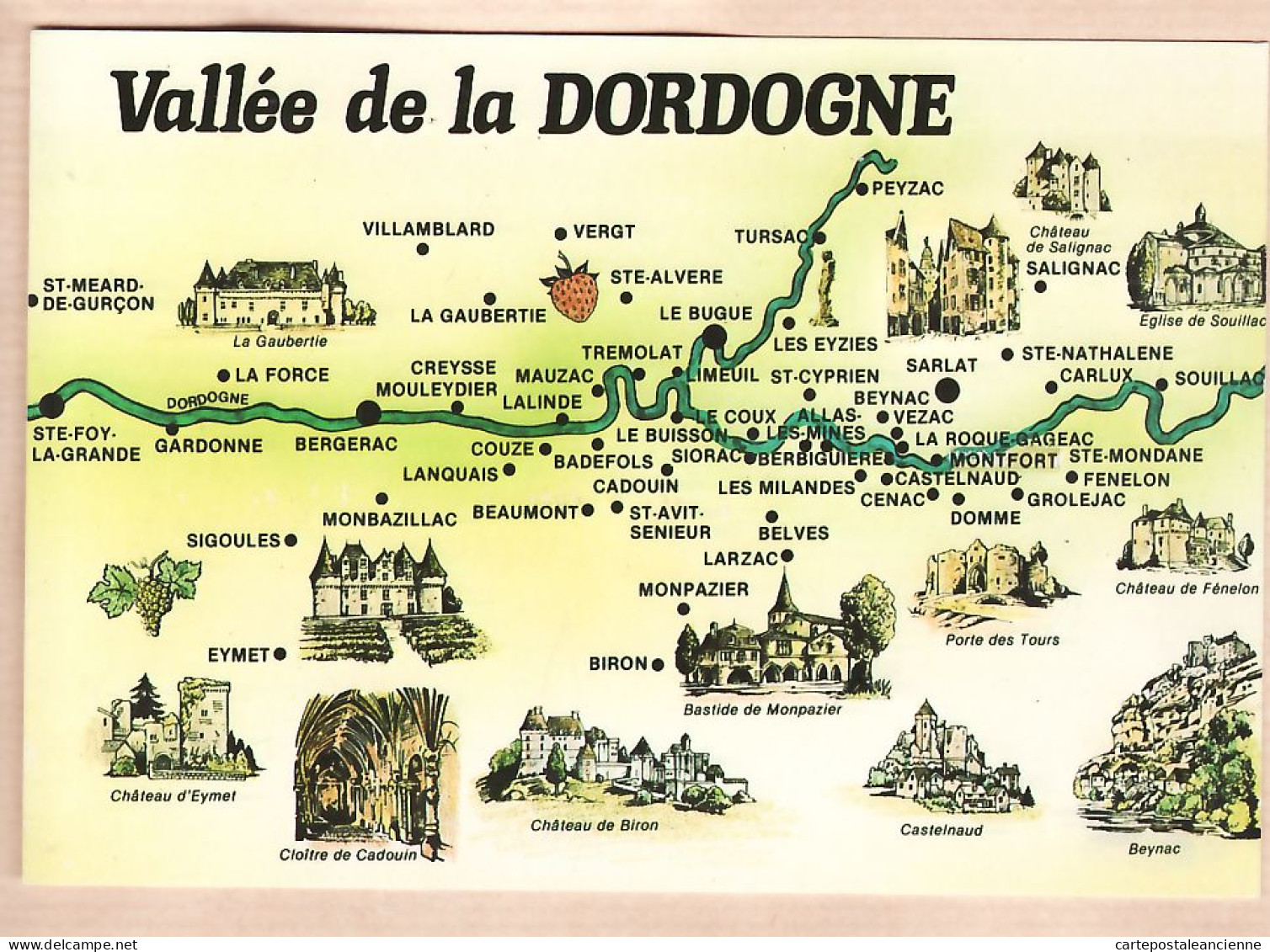 01223 / Vallée De La DORDOGNE Carte Géographique Dessinée 1990s - DORDOGNE - RENE De MARSAC N°1632 - Autres & Non Classés