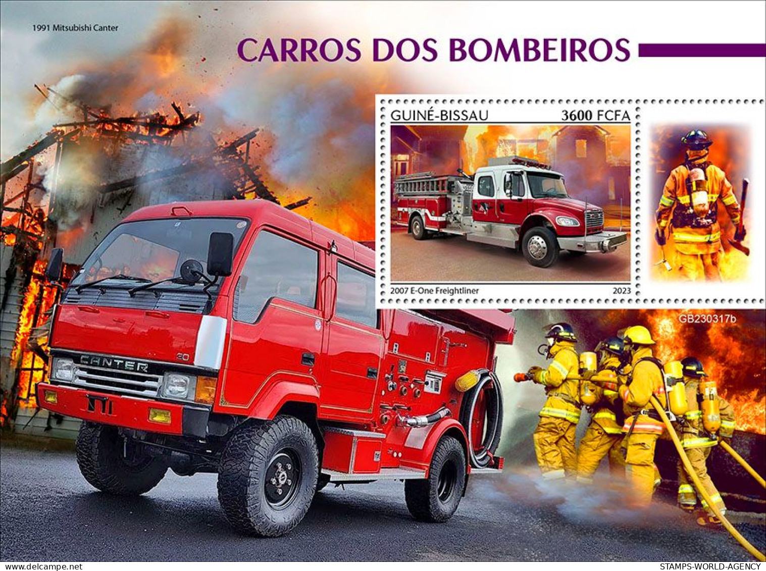 2024-04 - CENTRAL AFRICAN - FIRE ENGINS                 1V  MNH** - Trucks