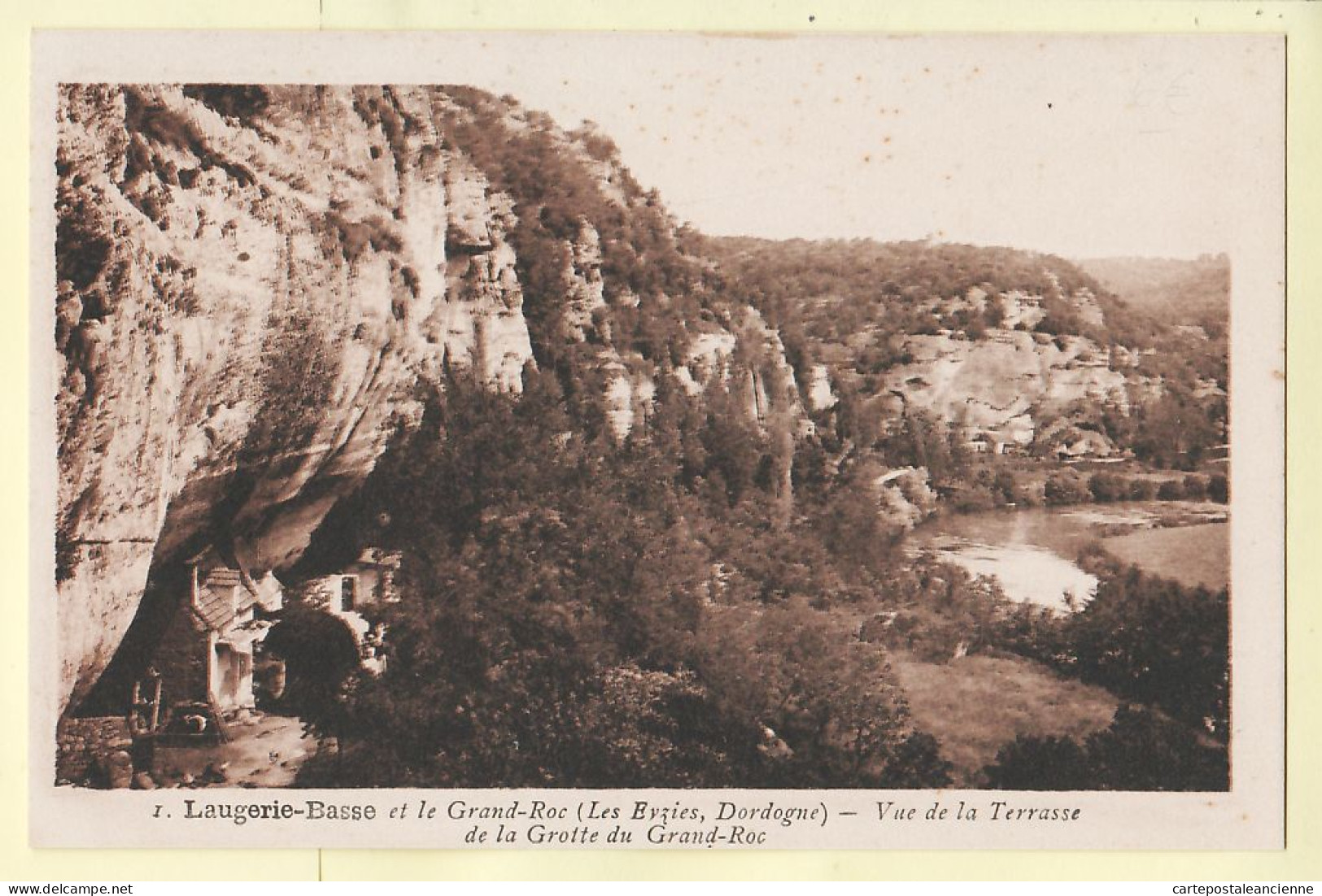 01248 / LAUGERIE-BASSE Dordogne EYZIES Grand-Roc Grotte Vue Terrasse 1930s-Cliché FOURGOUS ? N°1 - Otros & Sin Clasificación