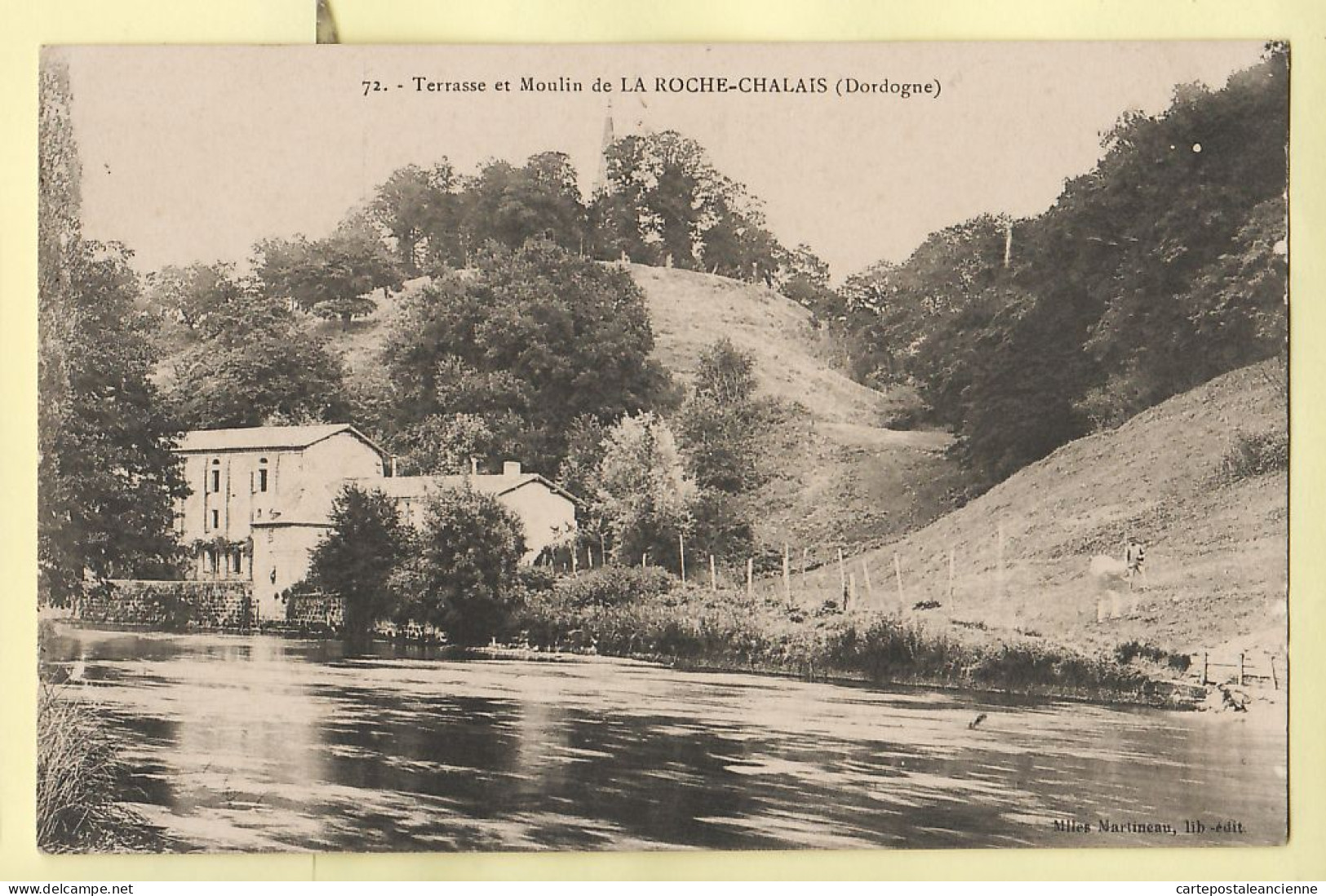 01250 / LA ROCHE CHALAIS 24-Dordogne Terrasse Et Le Moulin à Eau Sur Dronne 1910s - Mlles MARTINEAU 72 - Andere & Zonder Classificatie