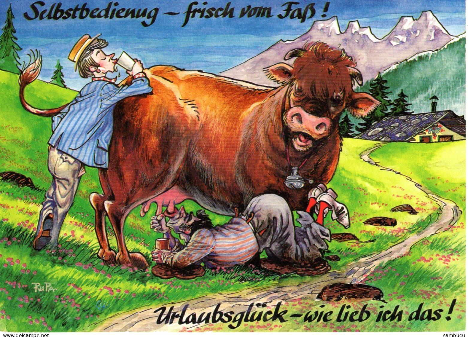 Urlaubsglück - Wie Lieb Ich Das - Kuh Mit Urlauber Auf Der Alm - Frisch Vom Faß - Maria Wörth - Humor