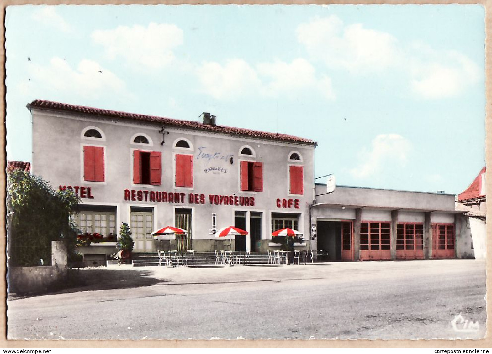01249 / BOUNIAGUES Issigeac Dordogne Hotel ANGELY Des VOYAGEURS Façade Terrasse Garage 1960s COMBIER 2 - Sonstige & Ohne Zuordnung