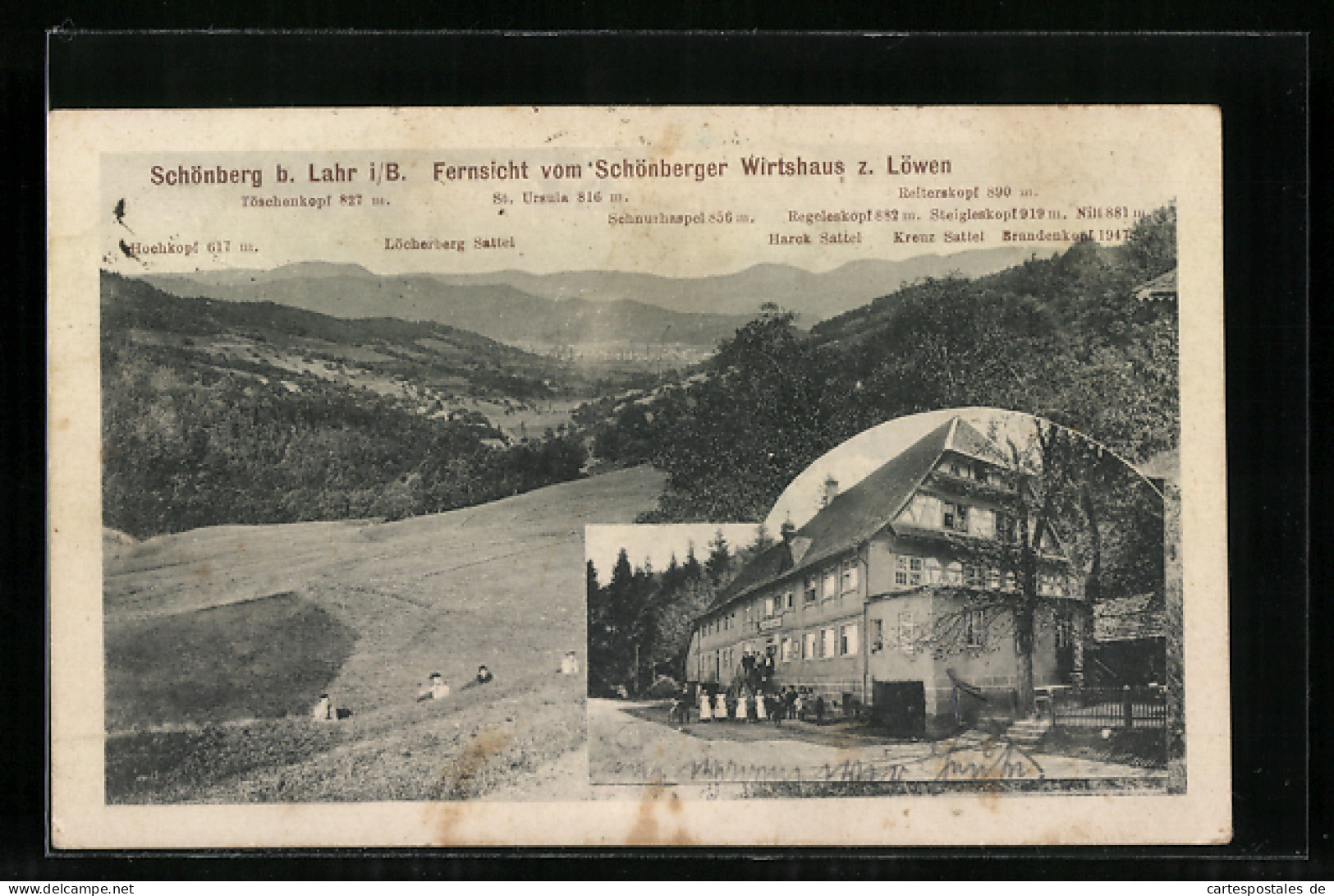 AK Schönberg / Lahr, Fernsicht Vom Schönberger Gasthaus Z. Löwen  - Lahr