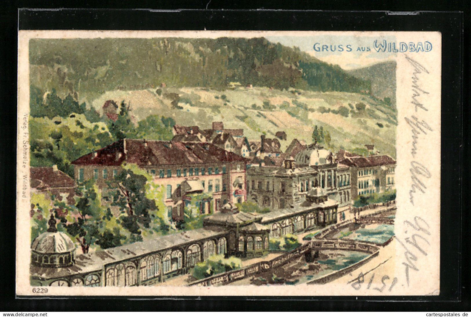 Lithographie Wildbad / Württ., Ortspartie Aus Der Vogelschau  - Altri & Non Classificati