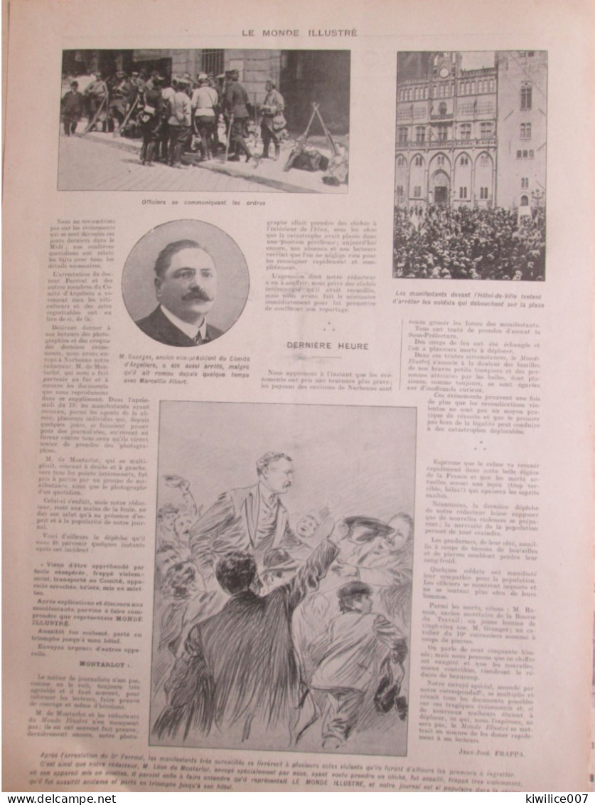 1907 NARBONNE Arrestation Du Docteur  FERROUL   Maire Demissionaire - Ohne Zuordnung
