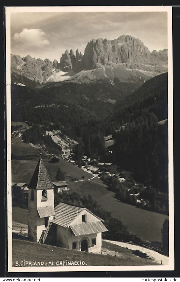 Cartolina S. Cipriano, Panorama E Mt. Catinaccio  - Autres & Non Classés