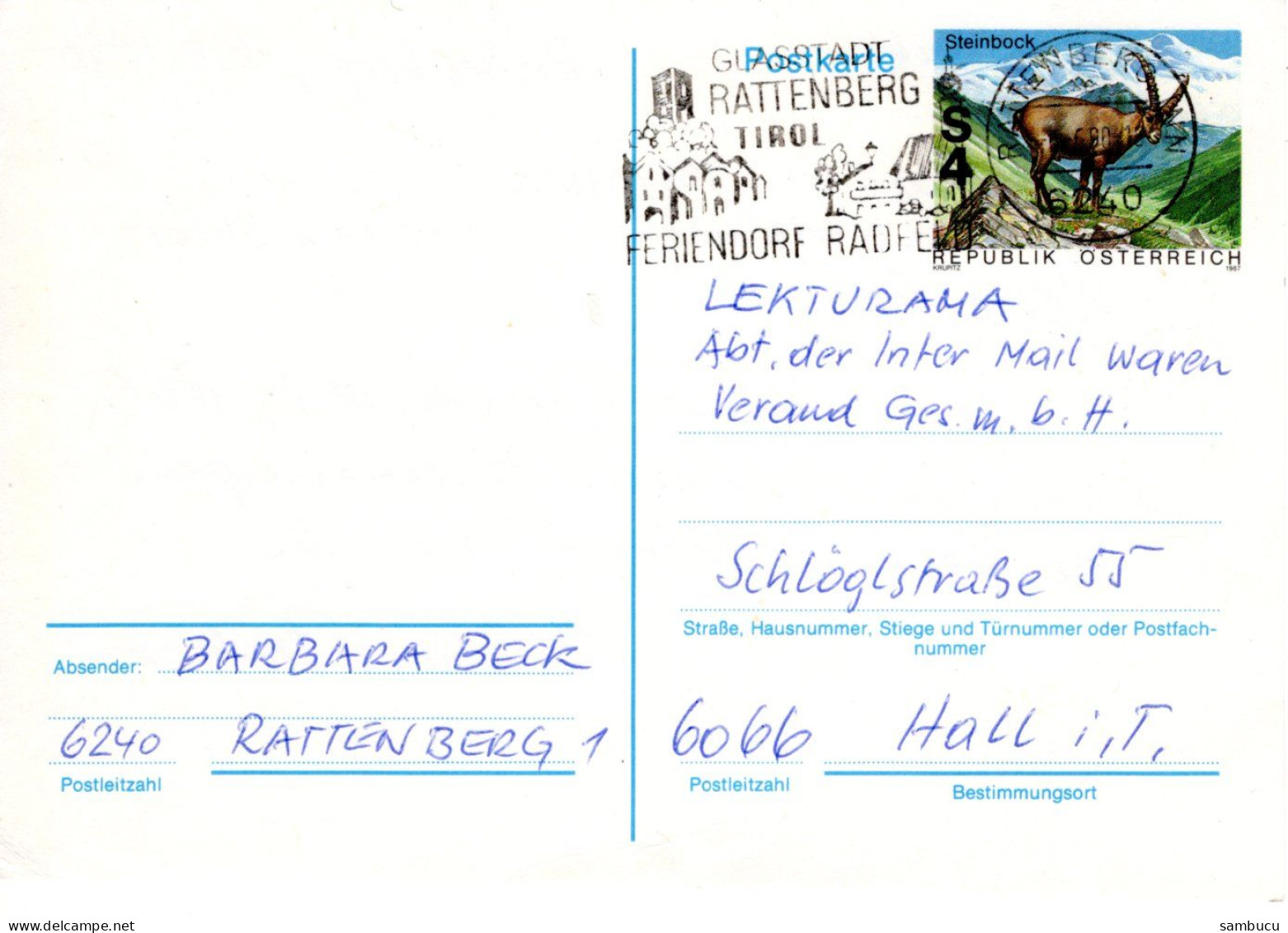 Postkarte Steinbock Von Rattenberg 1980 - Otros & Sin Clasificación