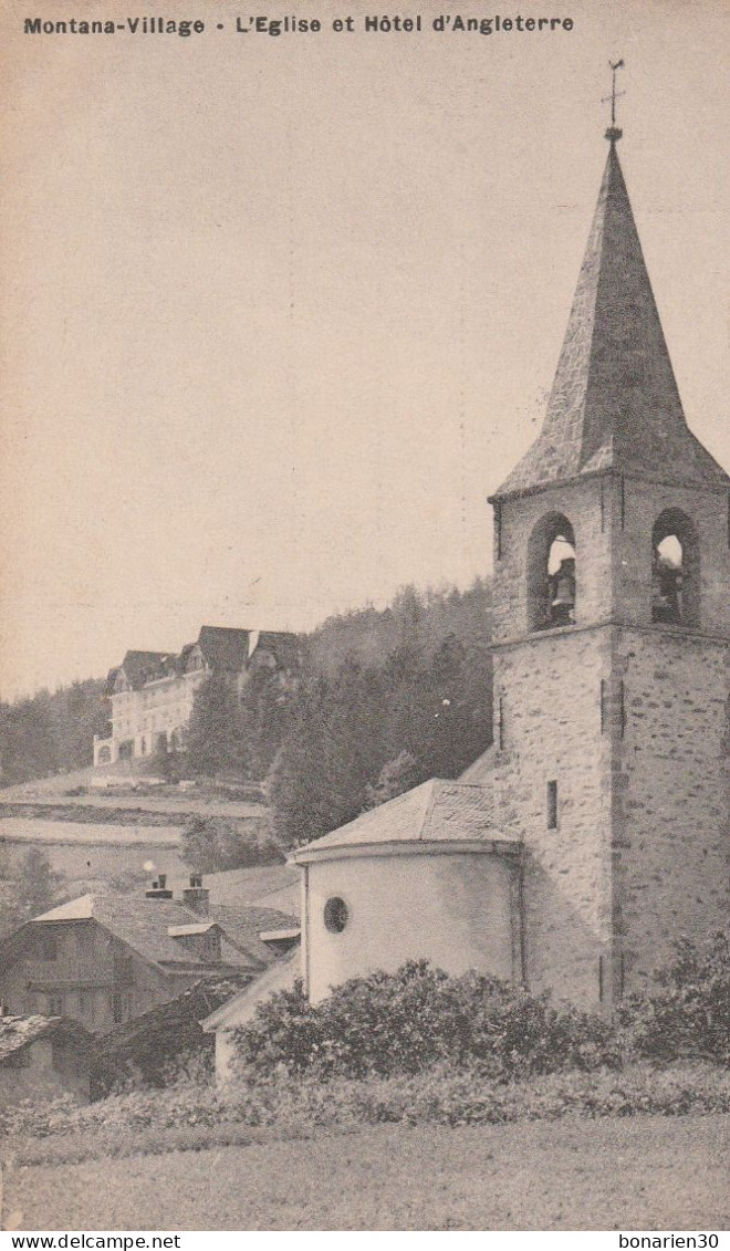 CPA SUISSE MONTANA-VILLAGE EGLISE ET HOTEL D'ANGLETERRE - Other & Unclassified
