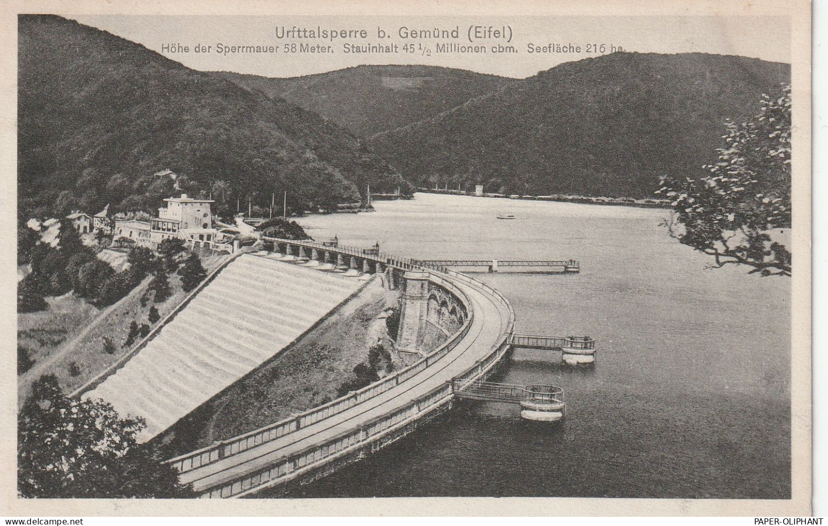 5372 GEMÜND, Urfttalsperre, Sperrmauer / Überlauf, Verlag  Lenz - Gemünd - Schleiden