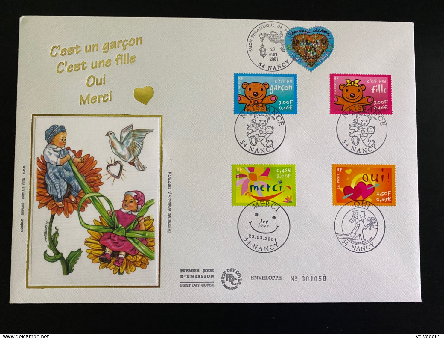 Enveloppe 1er Jour GF Soie "Timbres Naissance Et Messages" - 23/03/2001 - 3377/3378 - 3379/3380 - 2000-2009