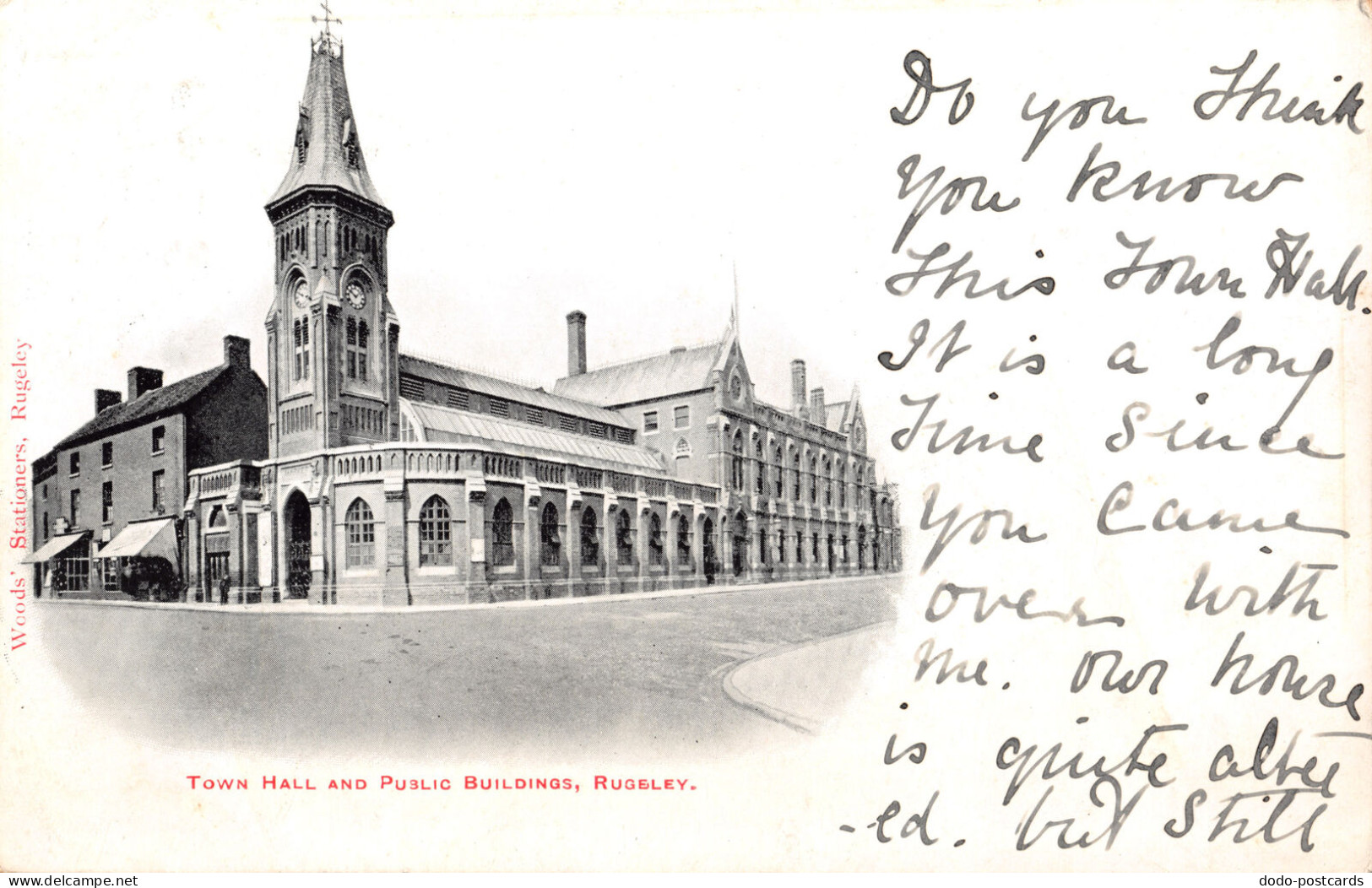 R334895 Town Hall And Public Buildings. Rugeley. Woods Stationers. 1905 - Monde