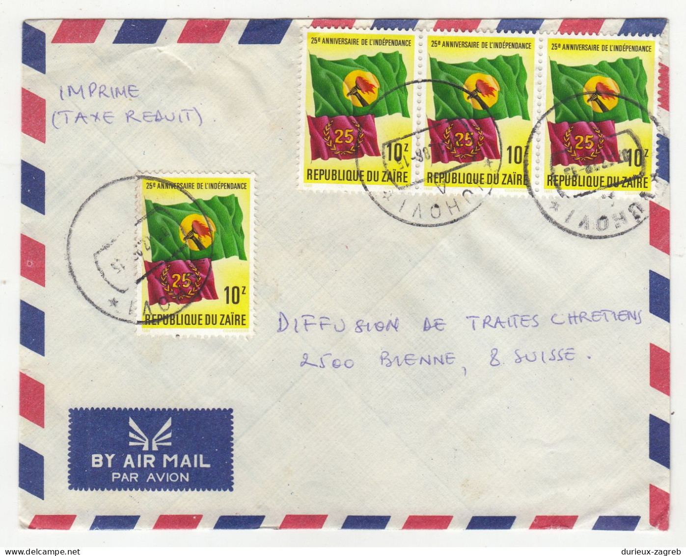 Zaire 2 Letter Covers Posted 198? To Switzerland B240510 - Covers & Documents