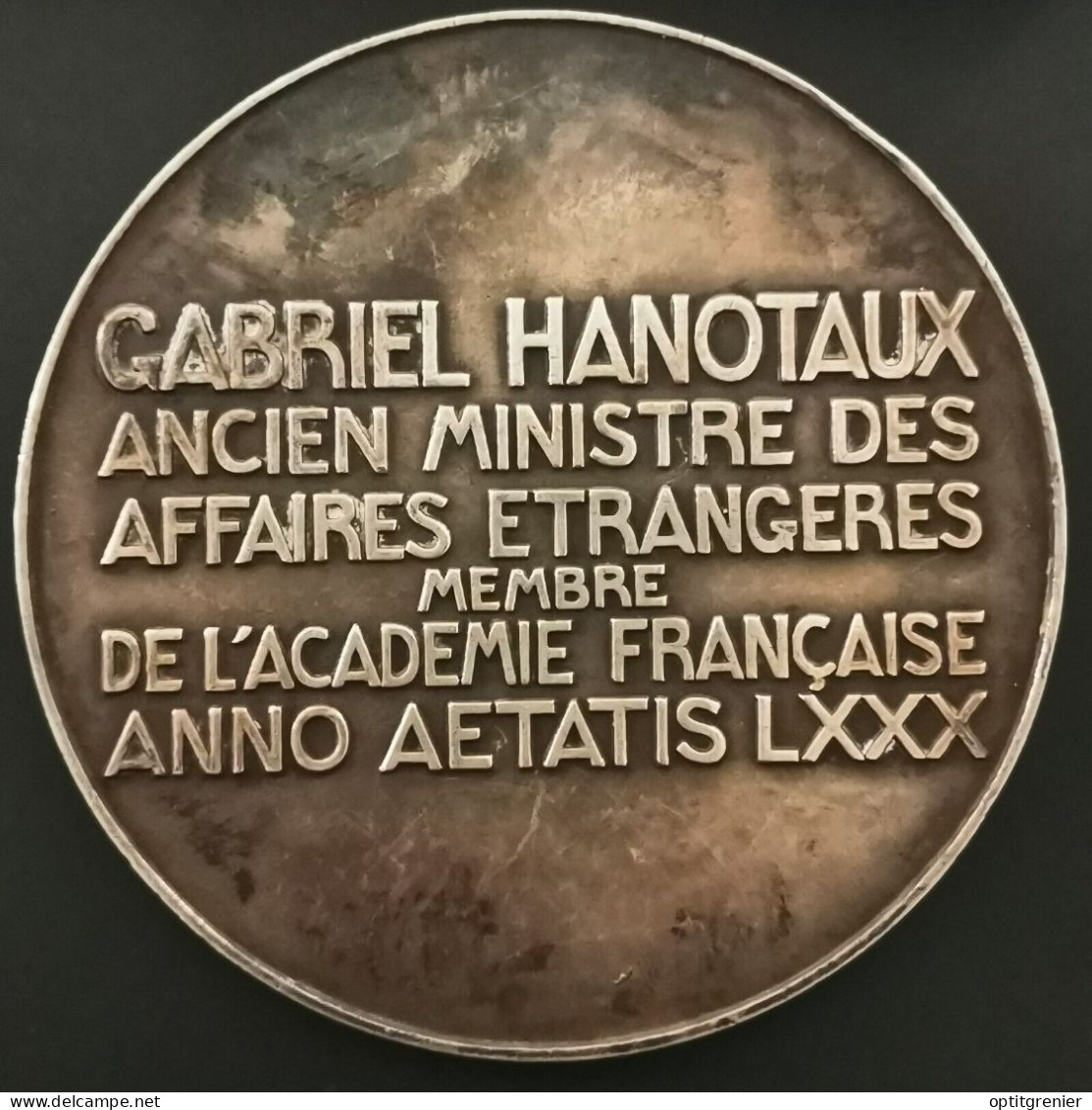 MEDAILLE ARGENT 166.8g 68mm GABRIEL HANOTEAU MINISTRE AFFAIRES ETRANGERES TURIN - Otros & Sin Clasificación
