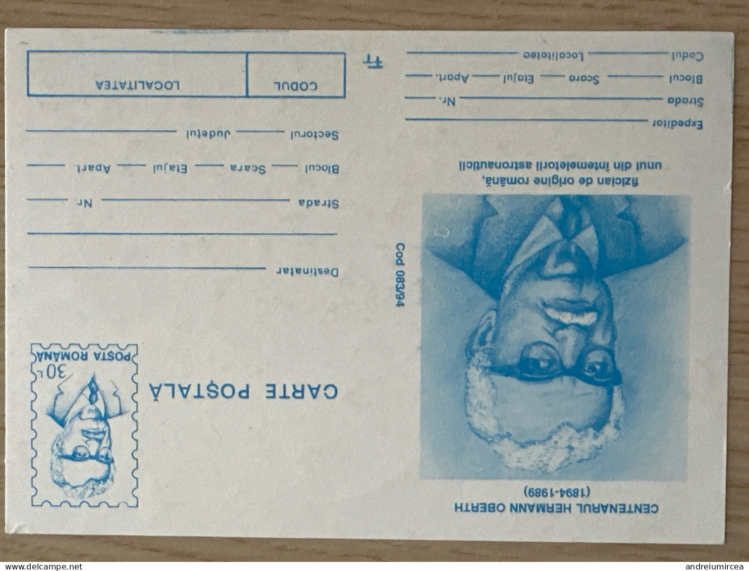 Hermann Oberth. România Postal Stationary Card 1994 - Europe