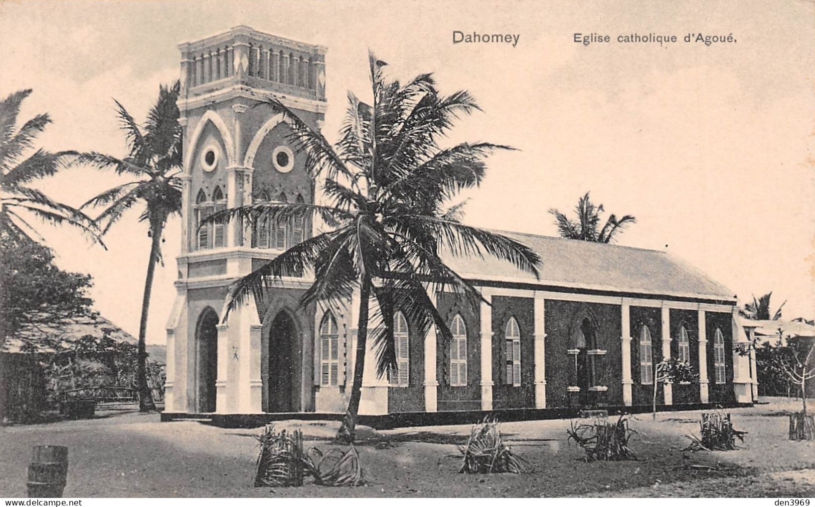 Afrique - Dahomey - Eglise Catholique D'AGOUE - Palmiers - Dahome