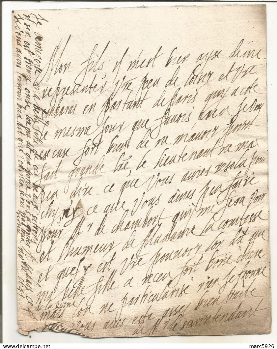 N°2035 ANCIENNE LETTRE DE ELISABETH DE NASSAU A SEDAN A MON FILS DATE 1641 - Historical Documents