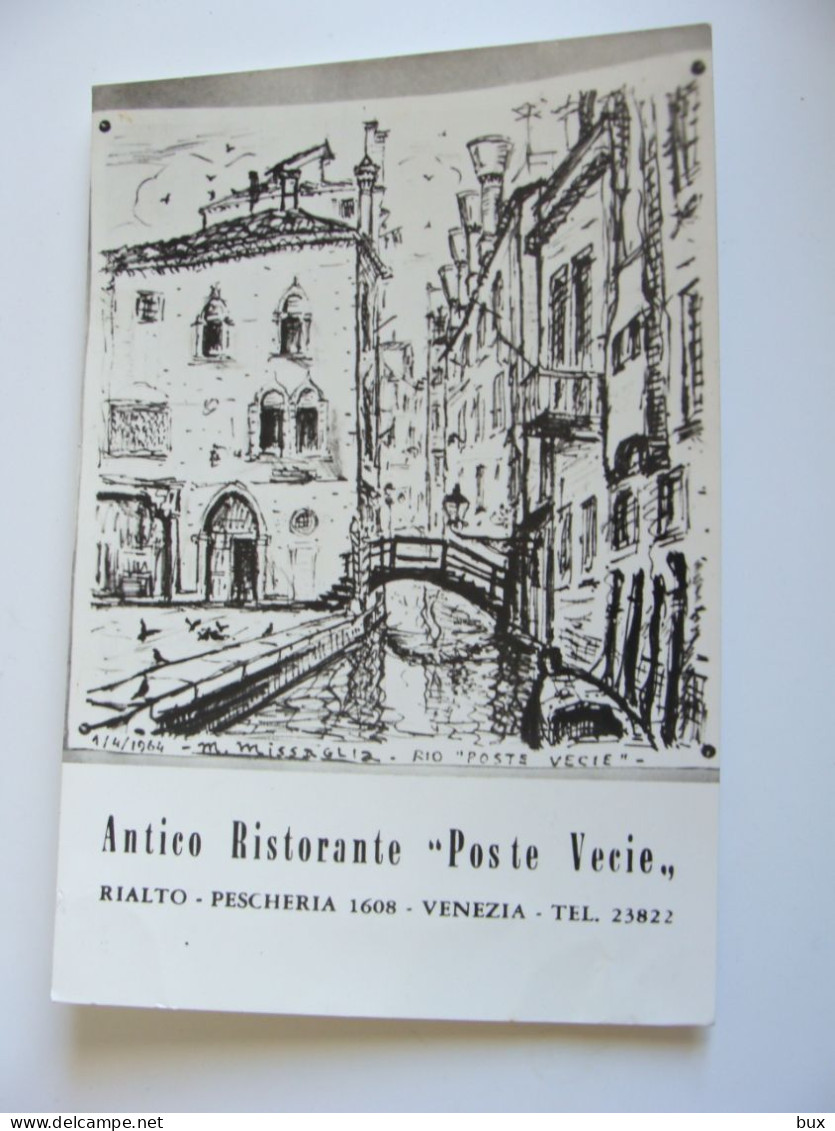 ILLUSTRATORE M. MISSAGLIA 1964    Antico Ristorante - Poste Vecie - Rialto - Pescheria - Venezia   VIAGGIATA - Hotels & Restaurants
