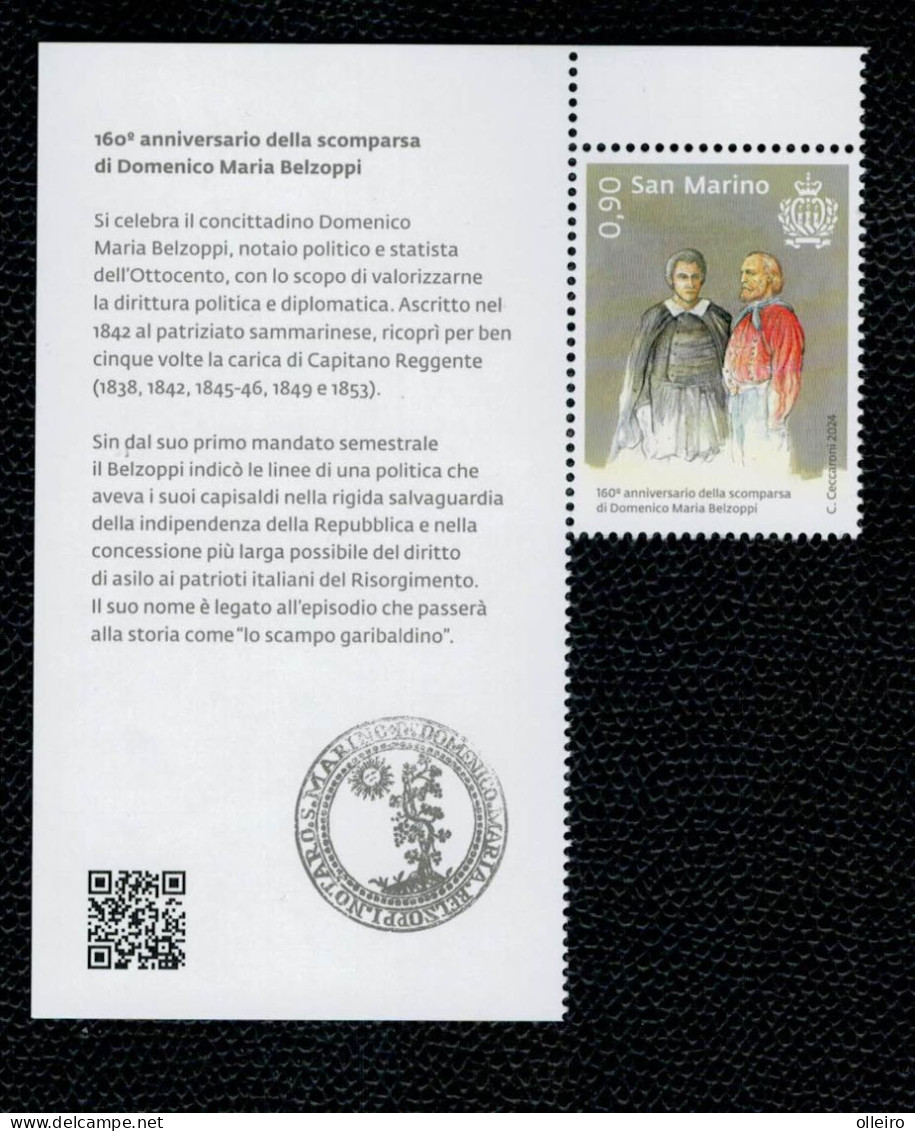 San Marino 2024 160° Anniversario Della Scomparsa Di Domenico Maria Belzoppi 1v Complete Set ** MNH - Nuovi