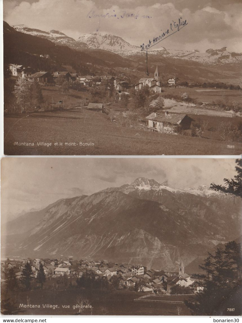 2 CPA SUISSE MONTANA -VILLAGE VUE GENERALE MT BONVIN - Sonstige & Ohne Zuordnung