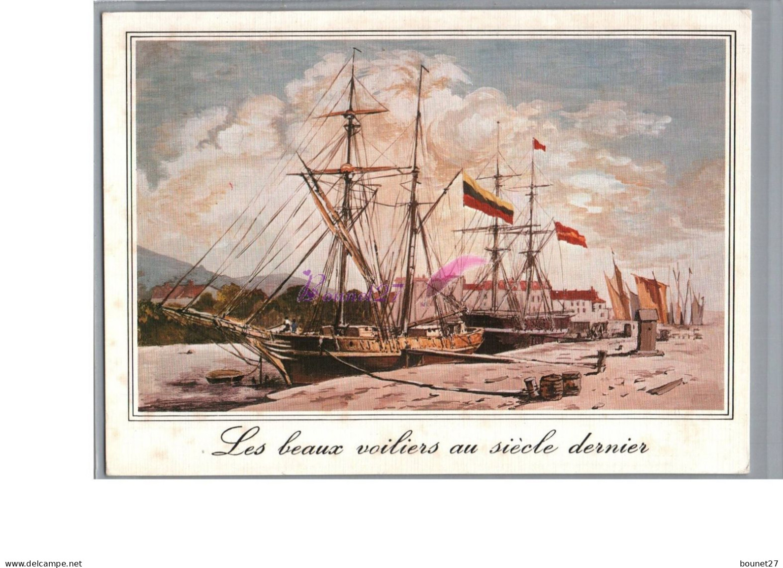 Bateau - Les Beaux Voiliers Dans Le Port Au Siècle Dernier Vieille  Gravure Carte Vierge - Segelboote