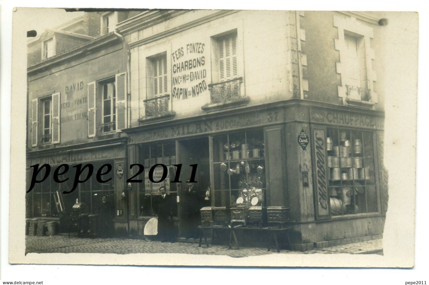 Carte Photo - 41 VENDÔME -  Magasin Commerce Fers Fontes Charbons Quincaillerie 37 Fg Chartrain Angle Rue St Denis - Other & Unclassified