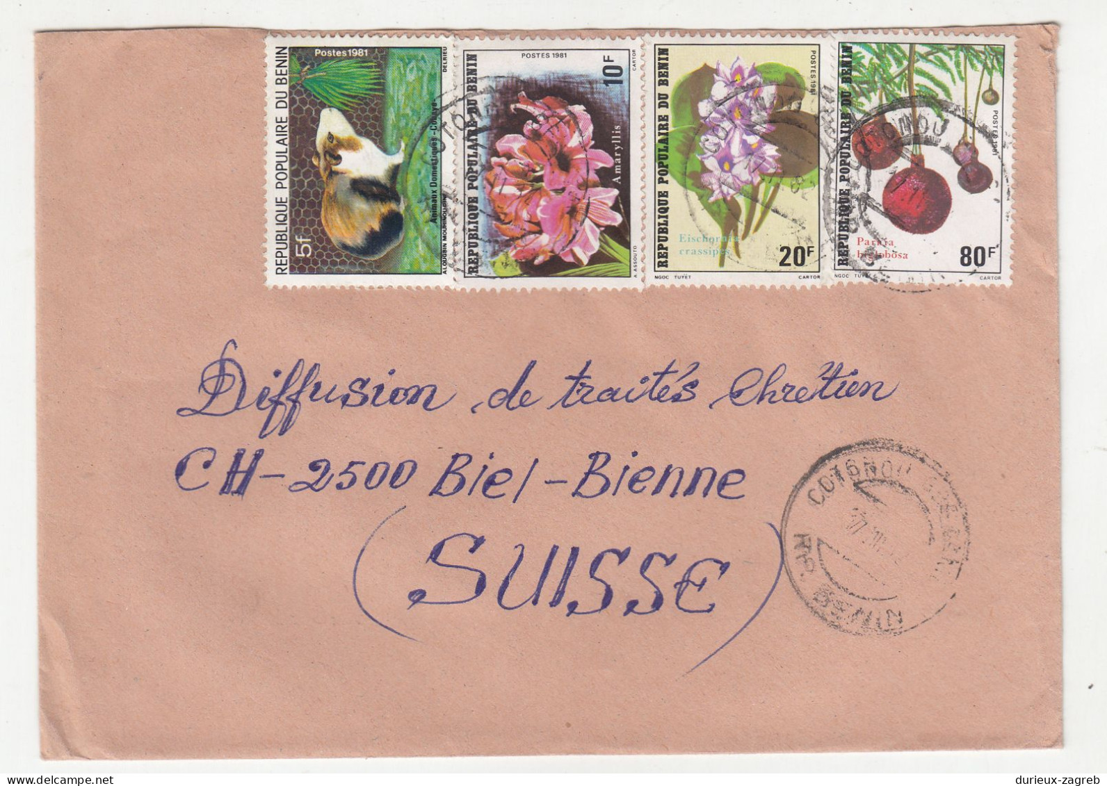 Benin 16 letter covers posted 1979-1988 to Switzerland b240510