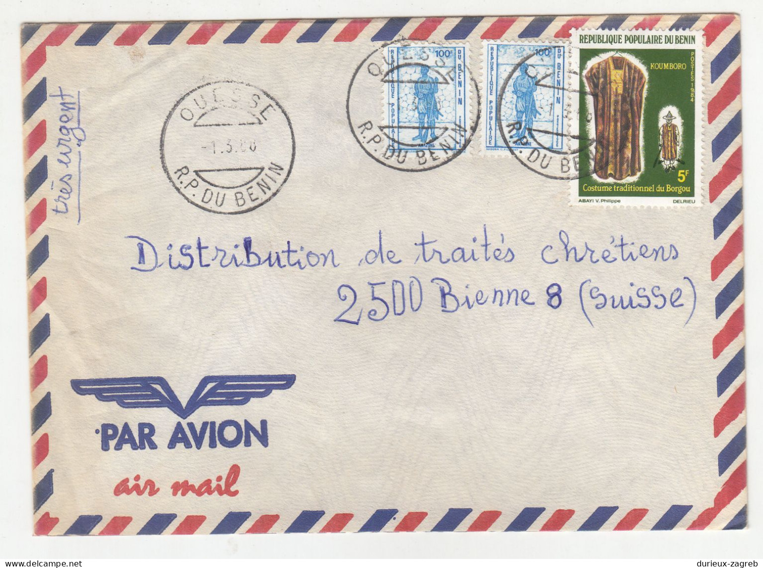 Benin 16 letter covers posted 1979-1988 to Switzerland b240510