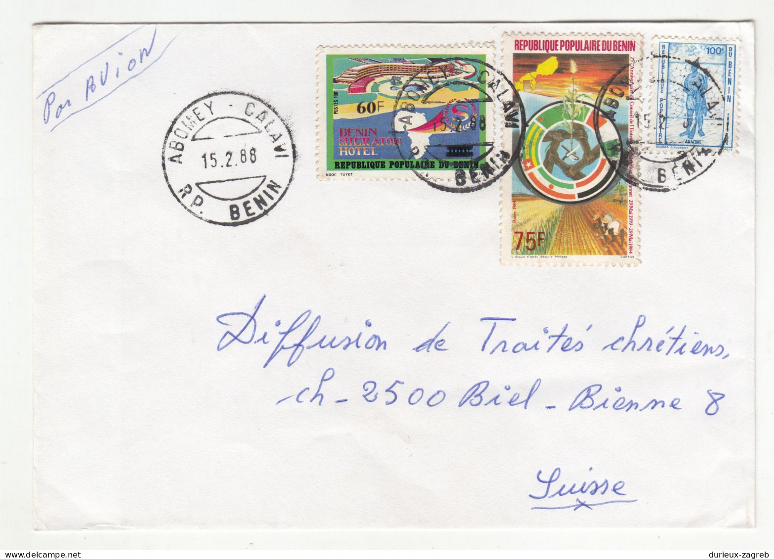 Benin 16 letter covers posted 1979-1988 to Switzerland b240510