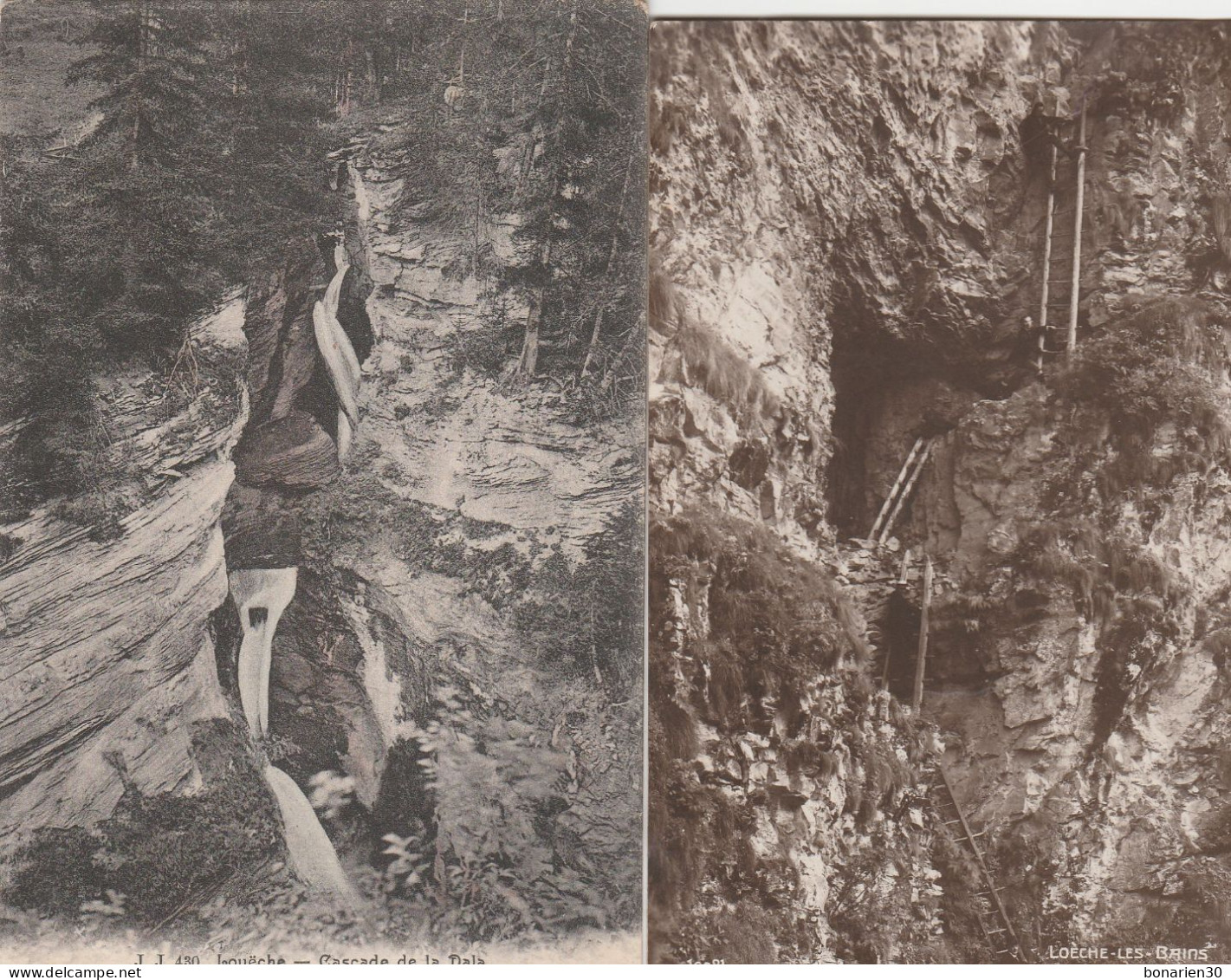 2 CPA SUISSE LOUECHE LES BAINS ECHELLES D'ALBINEN + CASCADE DE LA DALA - Otros & Sin Clasificación