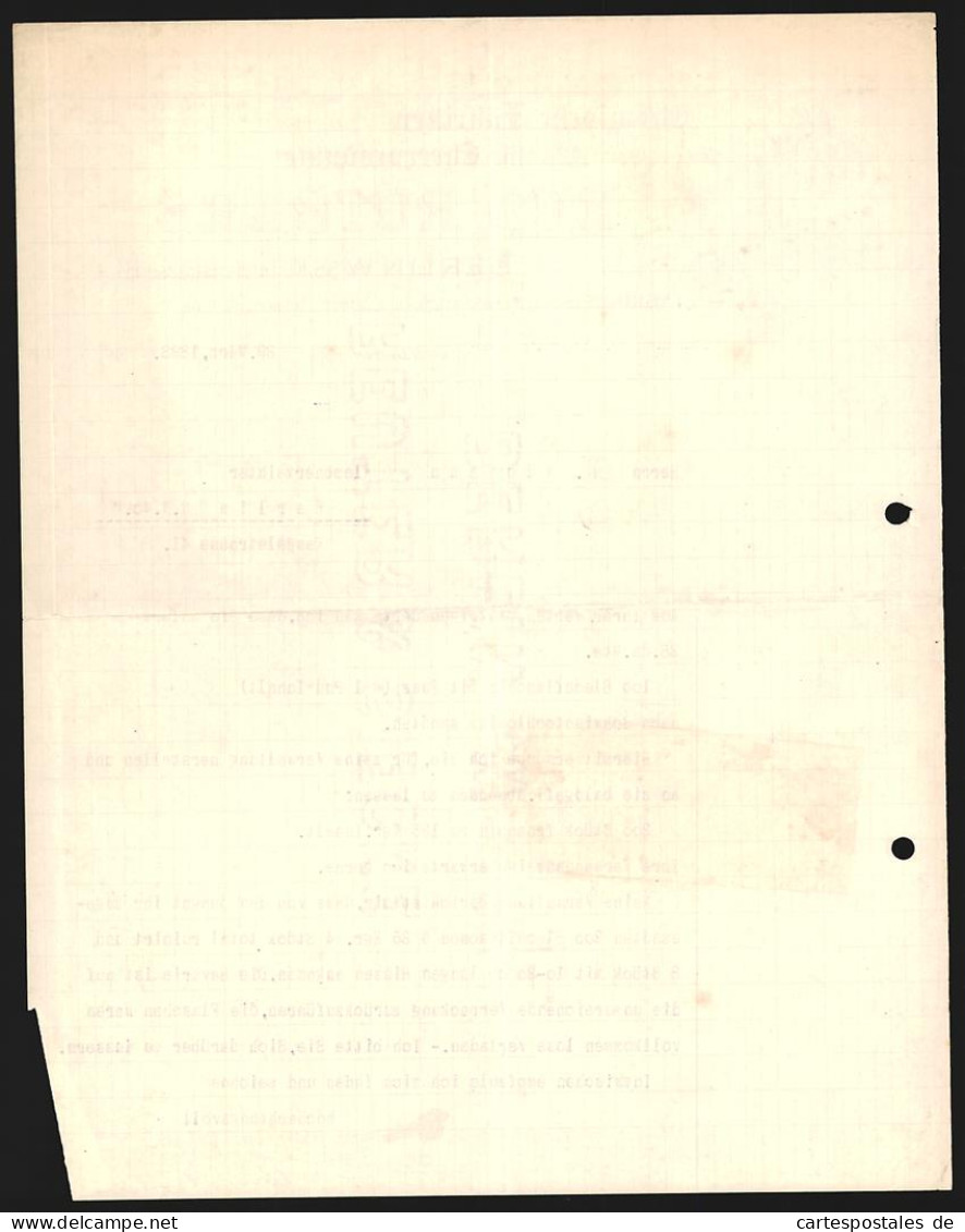 Rechnung Berlin 1898, Rud. Rütgers, Chemische Fabriken Für Theerprodukte, Kurfürstenstr. 134, Preis-Medaillen  - Other & Unclassified