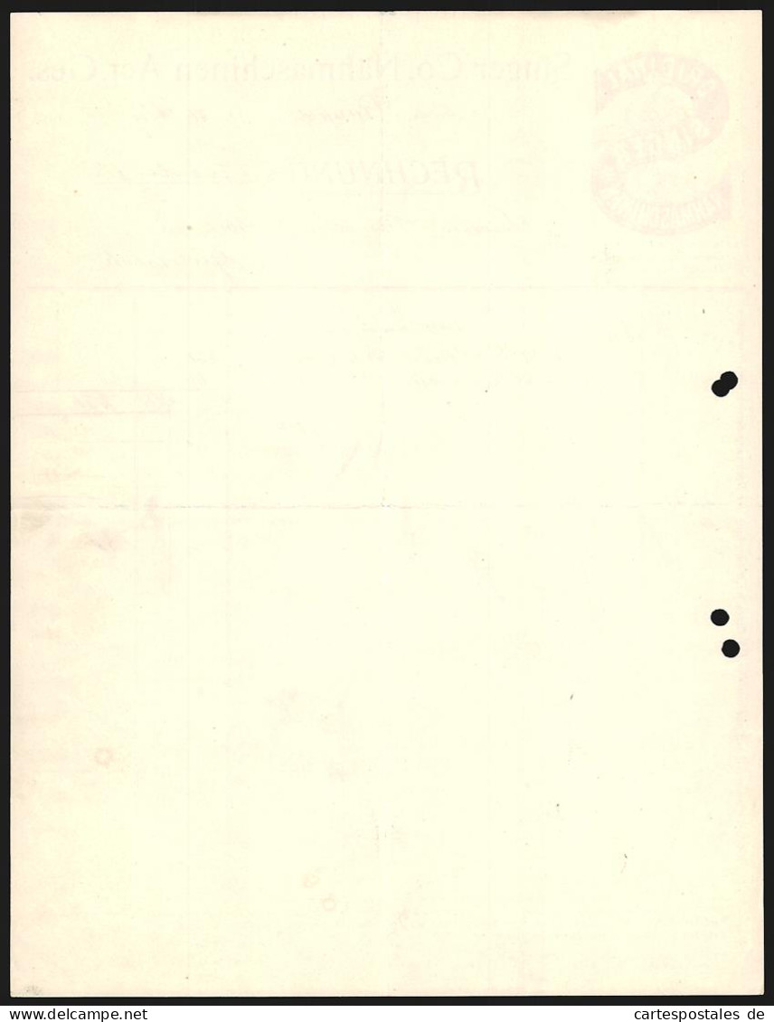 Rechnung Bielefeld 1913, Singer & Co., Nähmaschinen AG, Firmenlogo Original Singer Nähmaschinen  - Andere & Zonder Classificatie