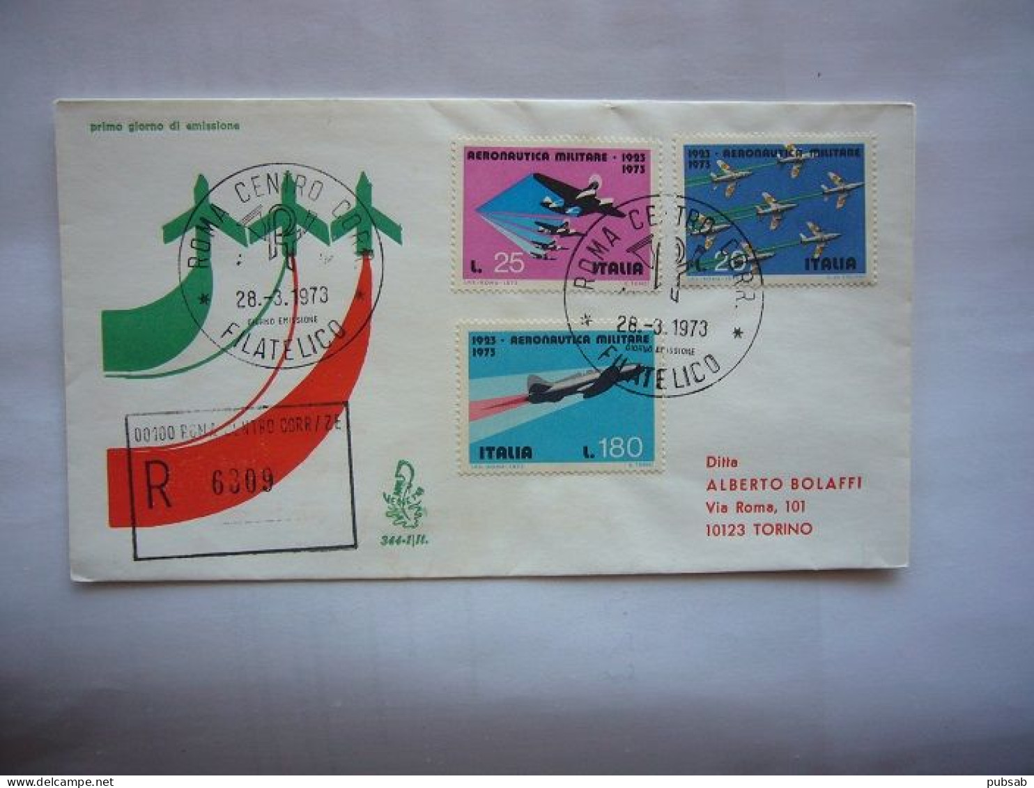 Avion / Airplane / Flight From Roma To Torino / Mar 28, 1973 / Nice Aircraft Stamps - Poste Aérienne