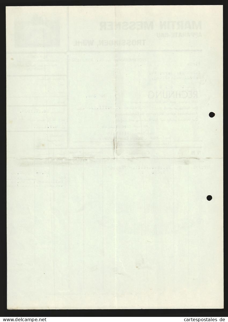 Rechnung Trossingen /Württ. 1936, Martin Massner, Apparate-Bau, Ansicht Eines Produktes In Aktion  - Sonstige & Ohne Zuordnung