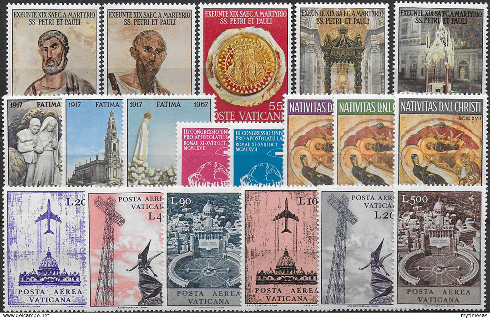 1967 Vaticano Complete Year 19v MNH - Autres & Non Classés