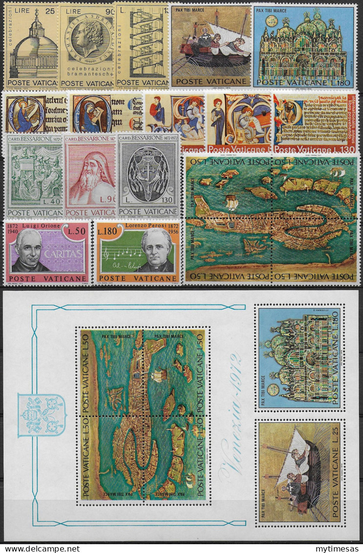 1972 Vaticano Complete Year 19v+1MS MNH - Other & Unclassified