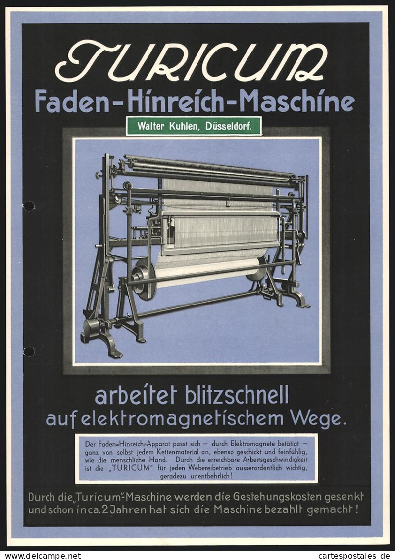 Briefkopf Düsseldorf, Walter Kuhlen, Turicum, Die Faden-Hinreich-Maschine  - Andere & Zonder Classificatie