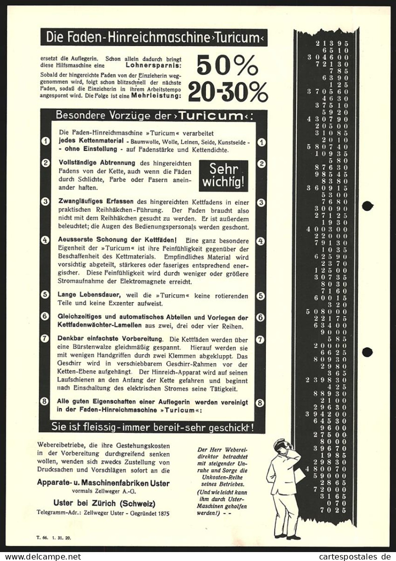 Briefkopf Düsseldorf, Walter Kuhlen, Turicum, Die Faden-Hinreich-Maschine  - Otros & Sin Clasificación