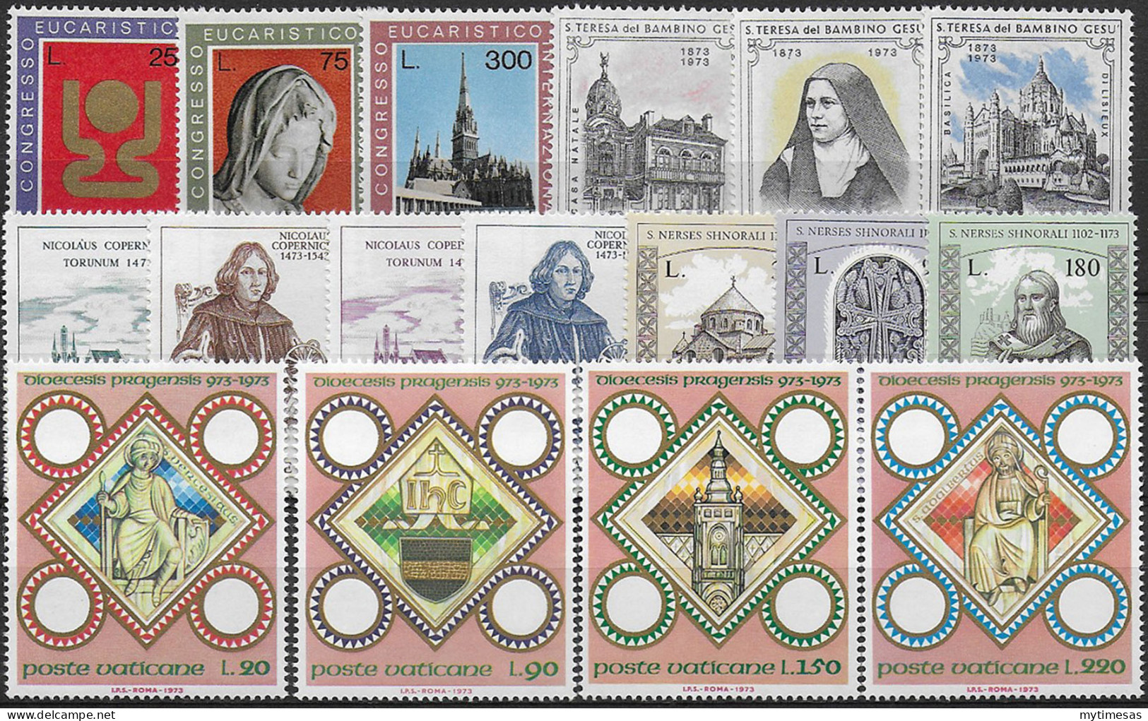 1973 Vaticano Complete Year 17v. MNH - Otros & Sin Clasificación