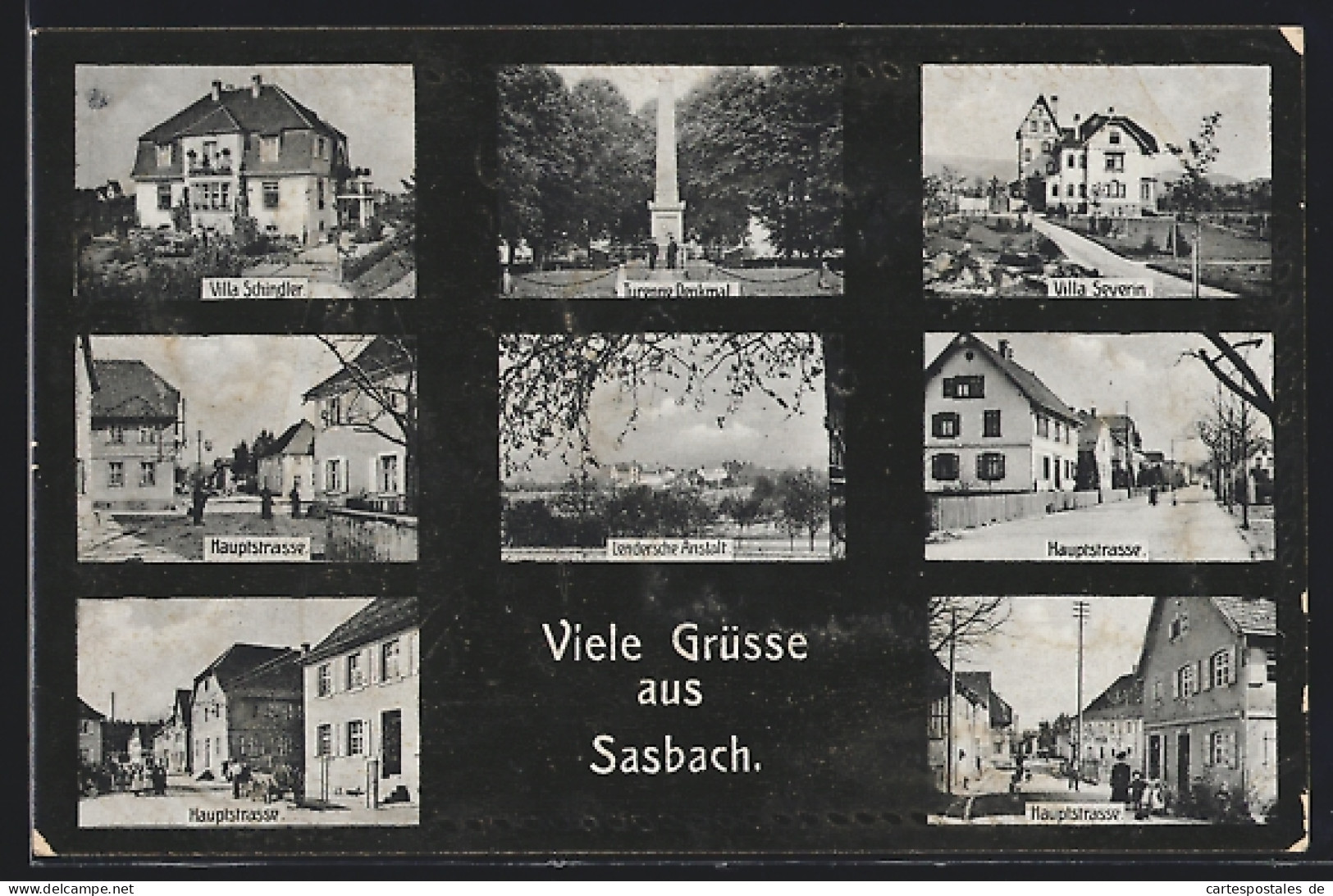 AK Sasbach / Baden, Villen Schindler Und Severin, Hauptstrasse, Lendersche Anstalt  - Sasbach