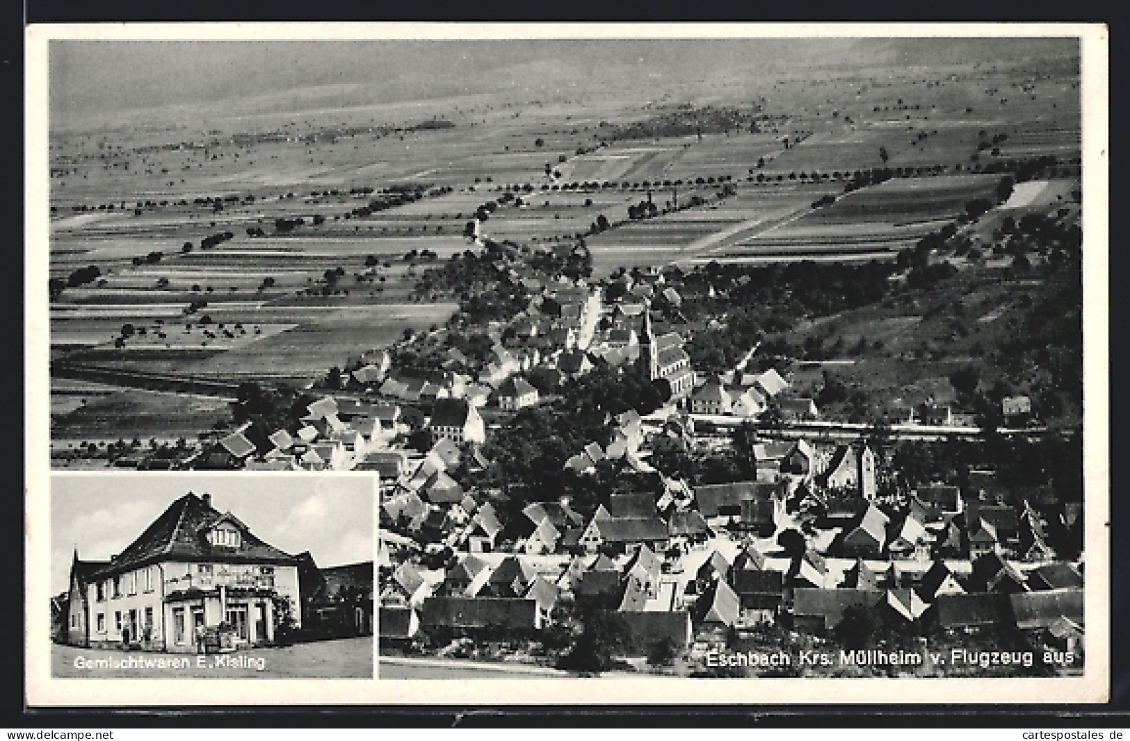 AK Eschbach / Müllheim, Gemischtwarenhandlung Von E. Kisling, Fliegeraufnahme  - Müllheim