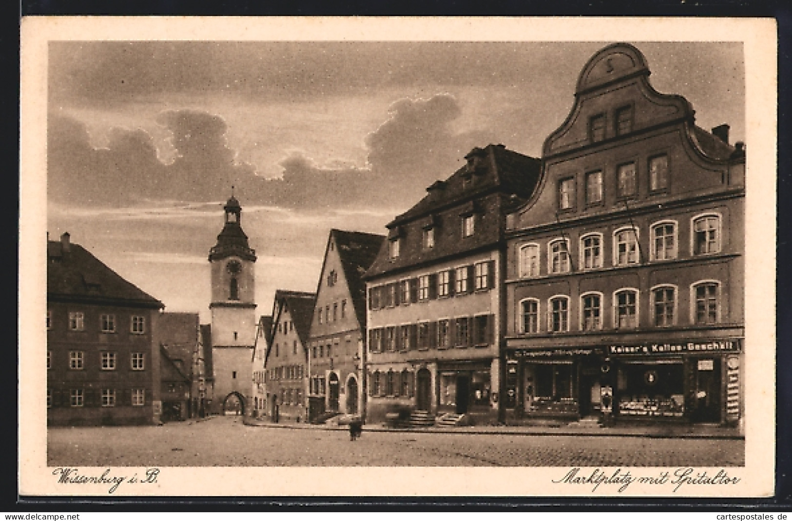 AK Weissenburg / B., Marktplatz Mit Spitaltor Und Geschäften, Kaiser`s Kaffee - Geschäft  - Weissenburg