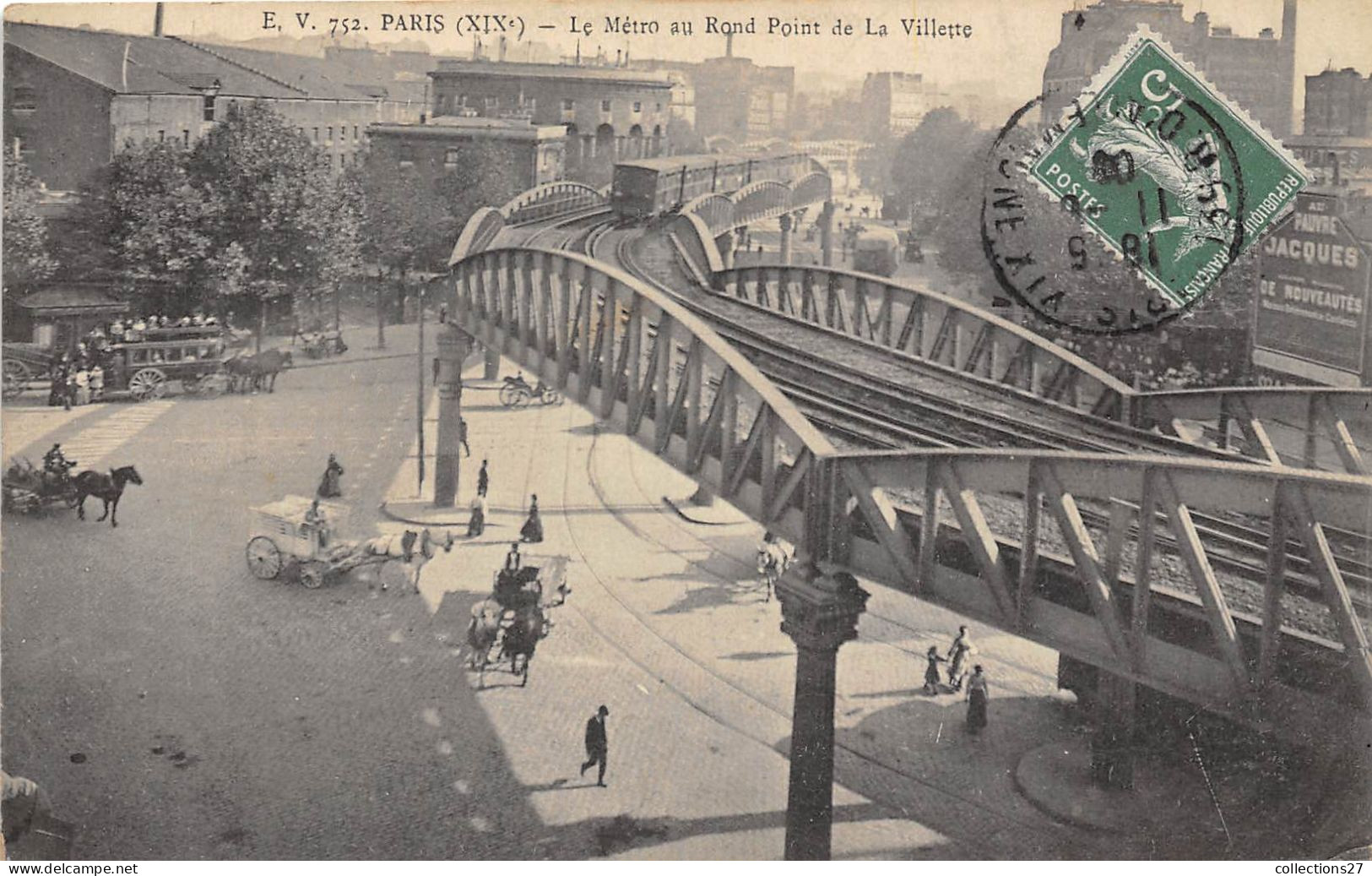 PARIS-75019- LE METRO AU ROND-POINT DE LA VILLETTE - Paris (19)