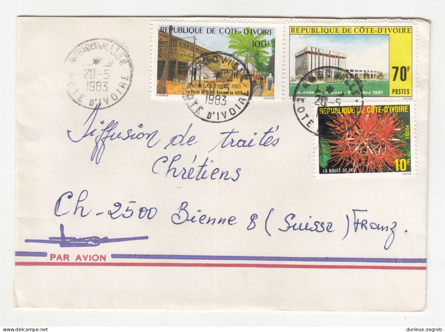 Cote D'Ivoire 12 Letter Covers Posted 1979-1988 To Switzerland B240510 - Côte D'Ivoire (1960-...)