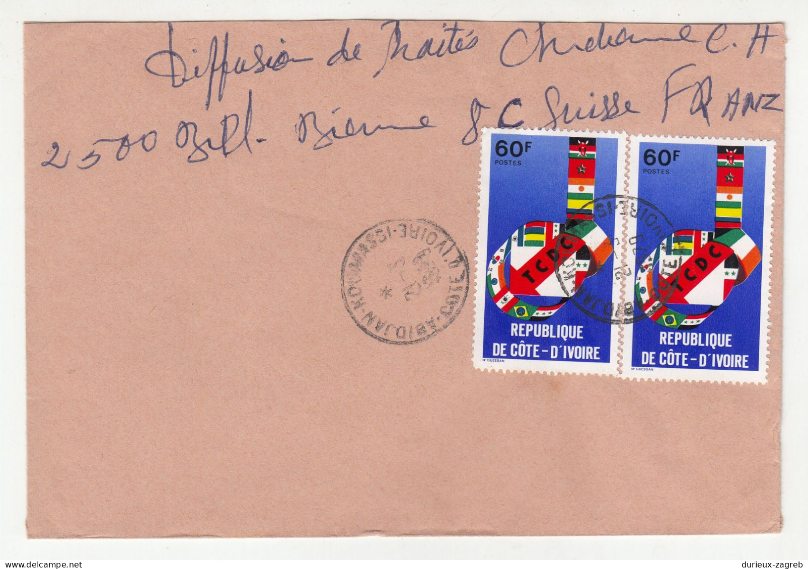 Cote d'Ivoire 12 letter covers posted 1979-1988 to Switzerland b240510